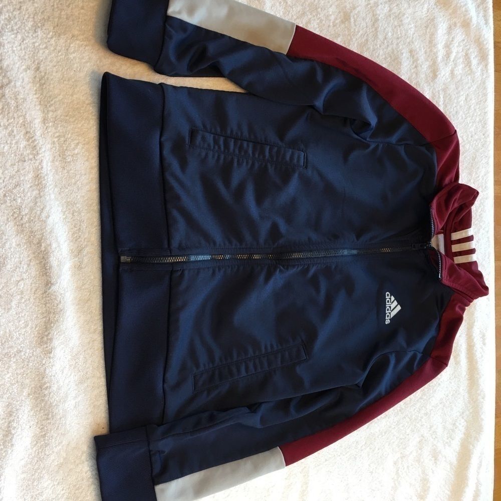 Adidas size 8 Small blue maroon zip front jacket